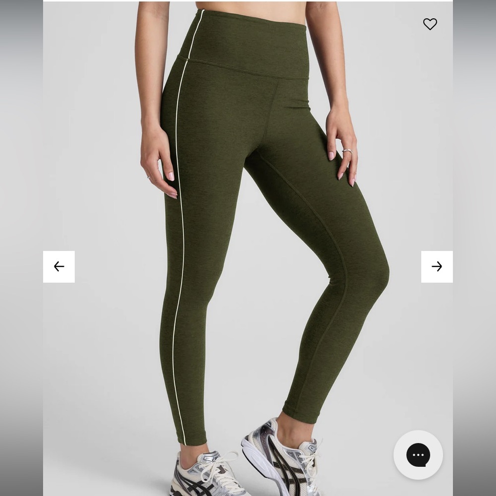 Olive Green High-Waisted Leggings - Beyond Yoga Space Dye